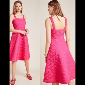Anthropologie Maeve Tomasa Pink Quilted Midi Dress